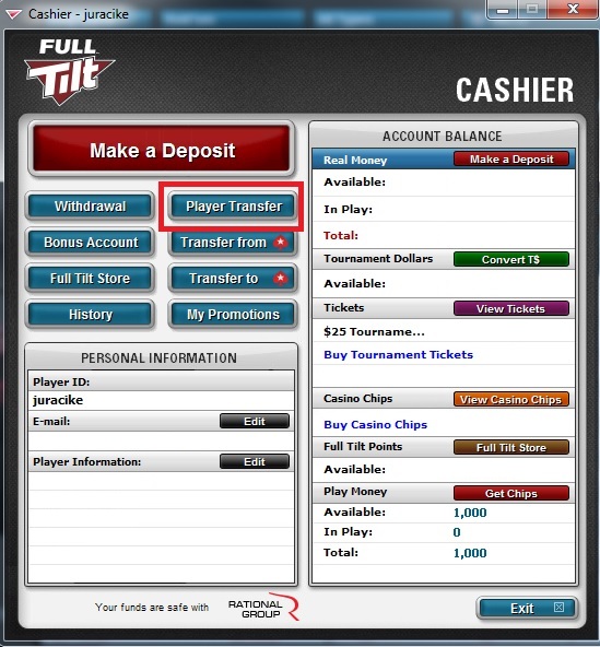 Pago a través de fulltiltpoker-cashier