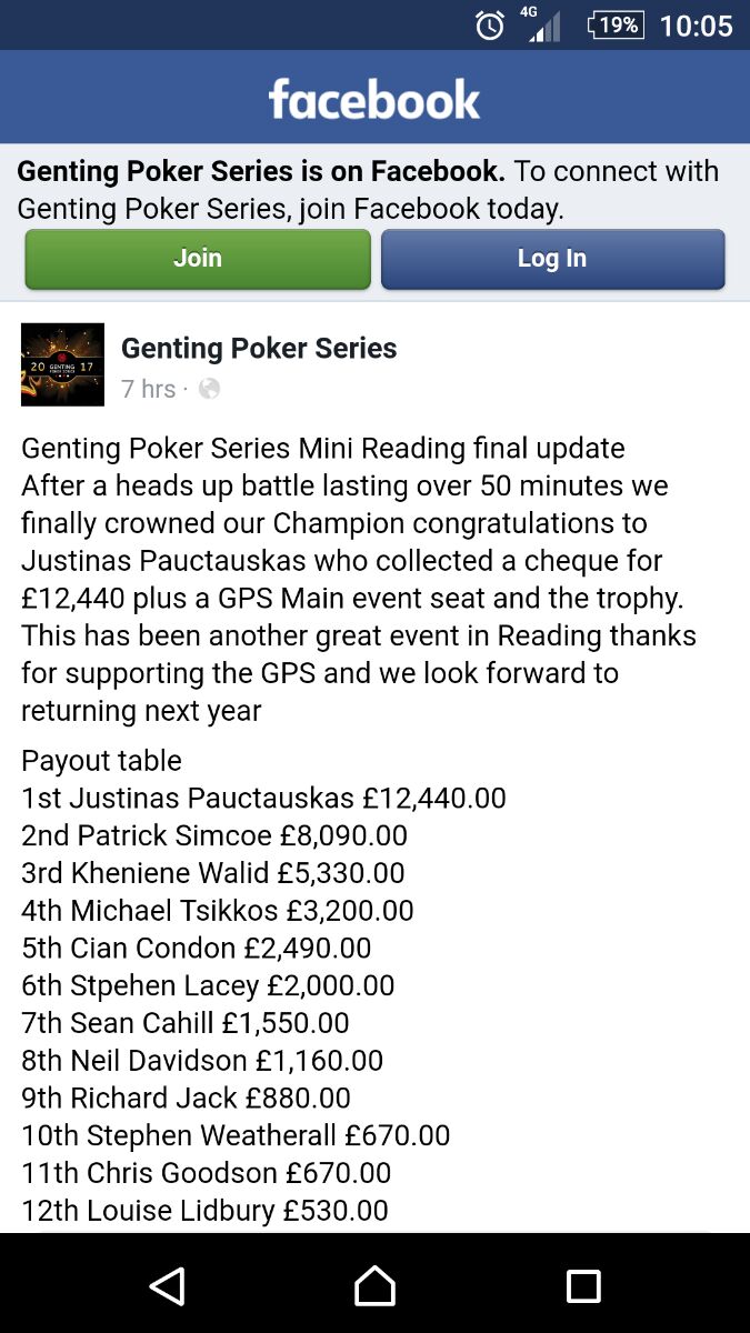 Genting poker serijas laimējums