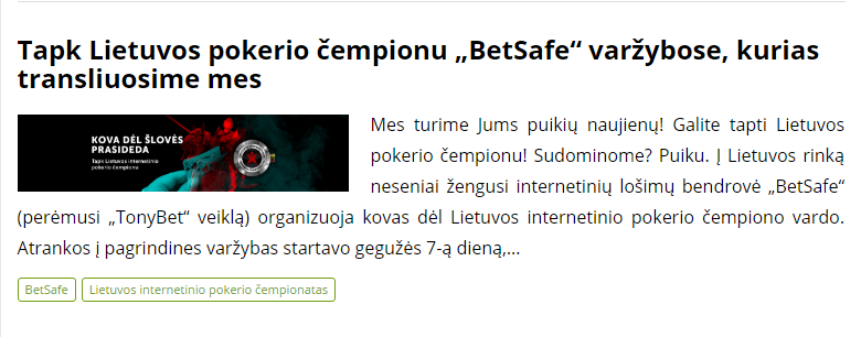 Staň sa Litovským pokerovým šampiónom v súťažiach „BetSafe“, ktoré budeme vysielať my