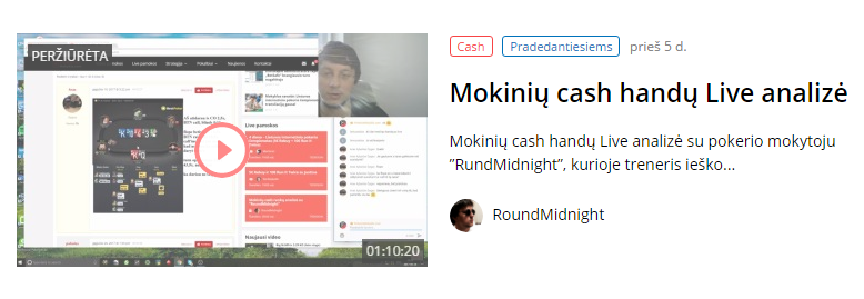 Mokinių cash handų Live analizė