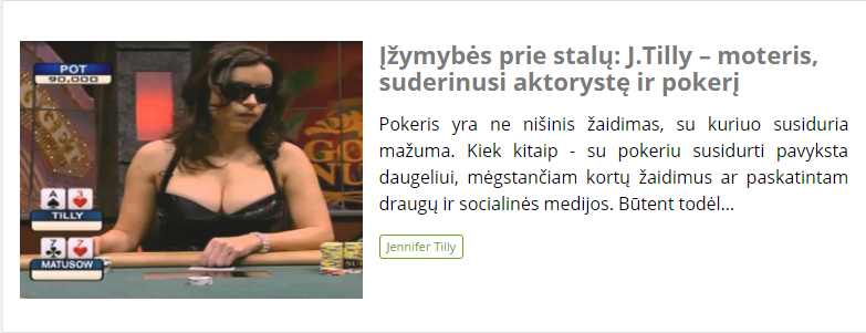 Įžymybės prie stalų: J.Tilly – moteris, suderinusi aktorystę ir pokerį