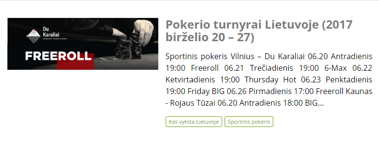 Pokerio turnyrai Lietuvoje (2017 birželio 20 – 27)