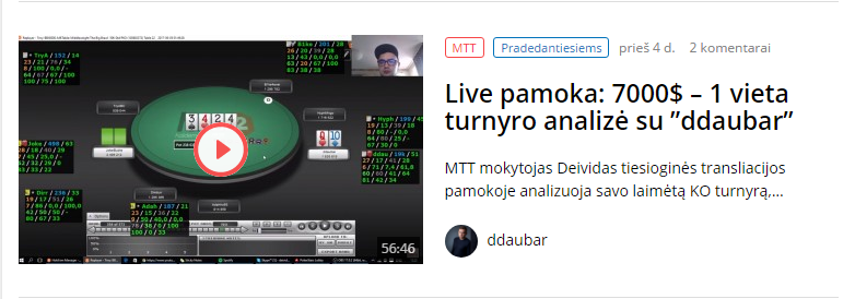 Live pamoka: 7000$ – 1 vieta turnyro analizė su ”ddaubar”