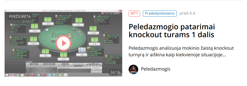 Peledazmogio patarimai knockout turams 1 dalis