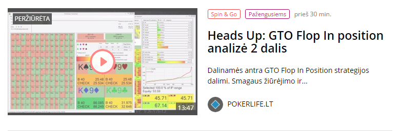 Heads Up: GTO Flop In position analizė 2 dalis