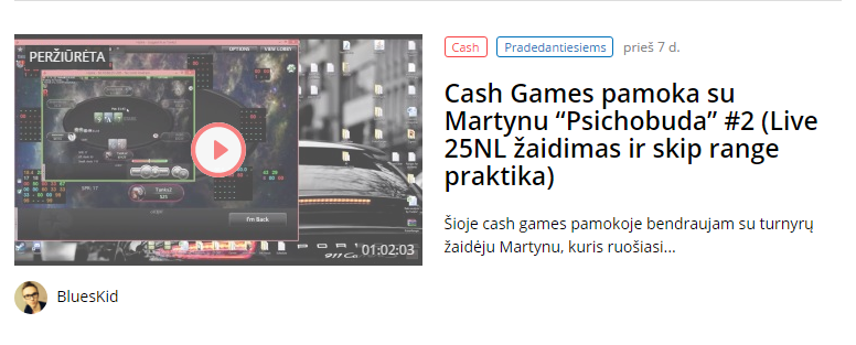 Cash Games pamoka su Martynu “Psichobuda” #2 (Live 25NL žaidimas ir skip range praktika)