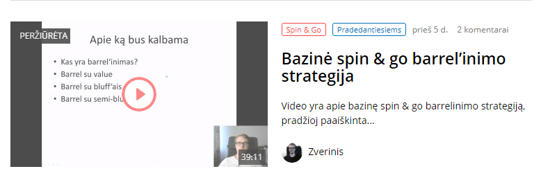 Bazinė spin & go barrel’inimo strategija