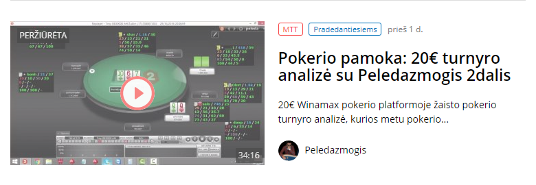 Pokerio pamoka: 20€ turnyro analizė su Peledazmogis 2dalis