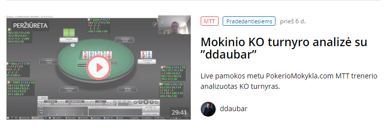 Mokinio KO turnyro analizė su ”ddaubar”