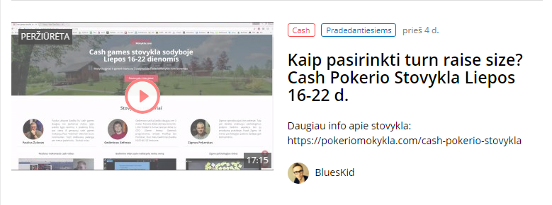 Kaip pasirinkti turn raise size? Cash Pokerio Stovykla Liepos 16-22 d.