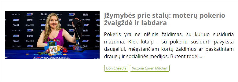 Įžymybės prie stalų: moterų pokerio žvaigždė ir labdara