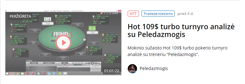 Hot 109$ turbo turnyro analizė su Peledazmogis