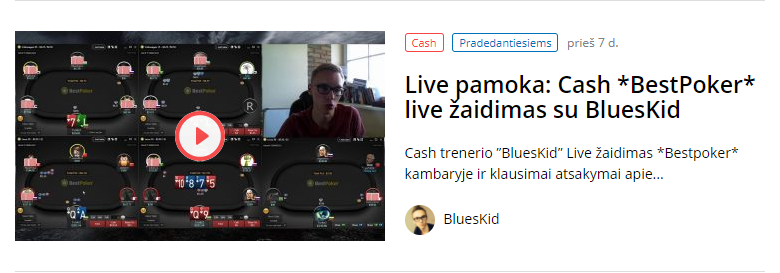 Live pamoka: Cash *BestPoker* live žaidimas su BluesKid