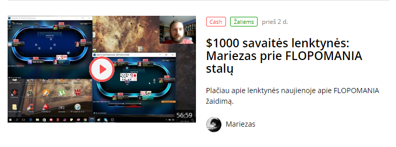 $1000 gare settimanali: Mariezas ai tavoli FLOPOMANIA