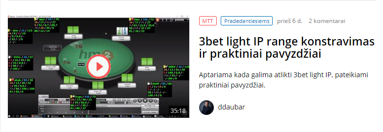 3bet light IP range konstravimas ir praktiniai pavyzdžiai