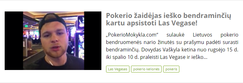 Pokerio žaidėjas ieško bendraminčių kartu apsistoti Las Vegase!