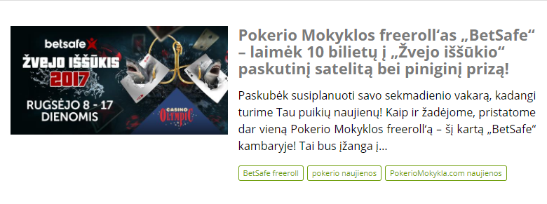 Pokerio Mokyklos freeroll‘as „BetSafe“ – laimėk 10 bilietų į „Žvejo iššūkio“ paskutinį satelitą bei piniginį prizą!