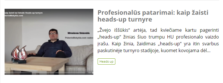 Profesionalūs patarimai: kaip žaisti heads-up turnyre