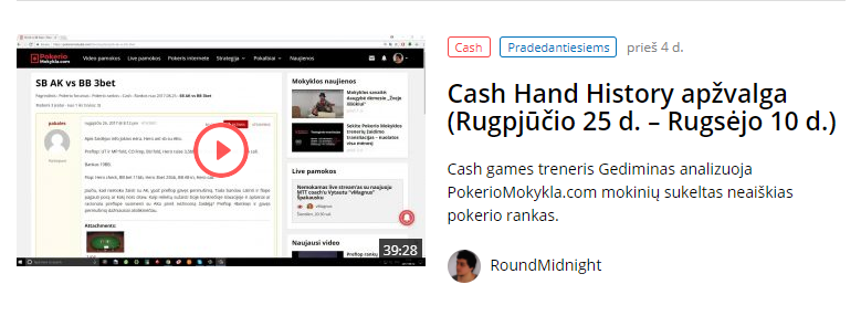 Prehľad Cash Hand History (25. augusta – 10. septembra)