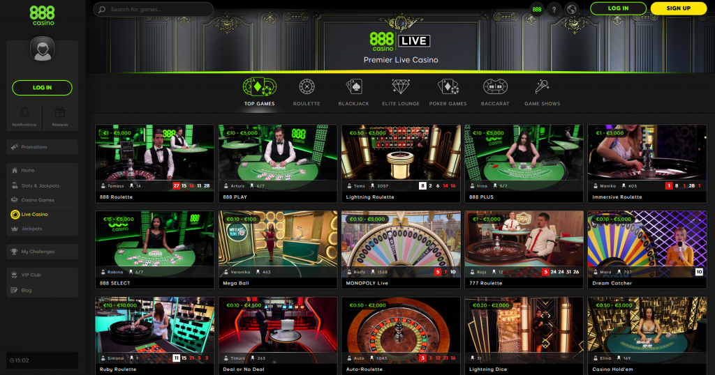 888 live casino (canlı yarışmalar)