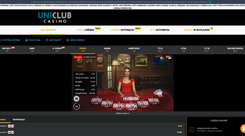 Uniclub Live žaidimai Uniclub Live žaidimai