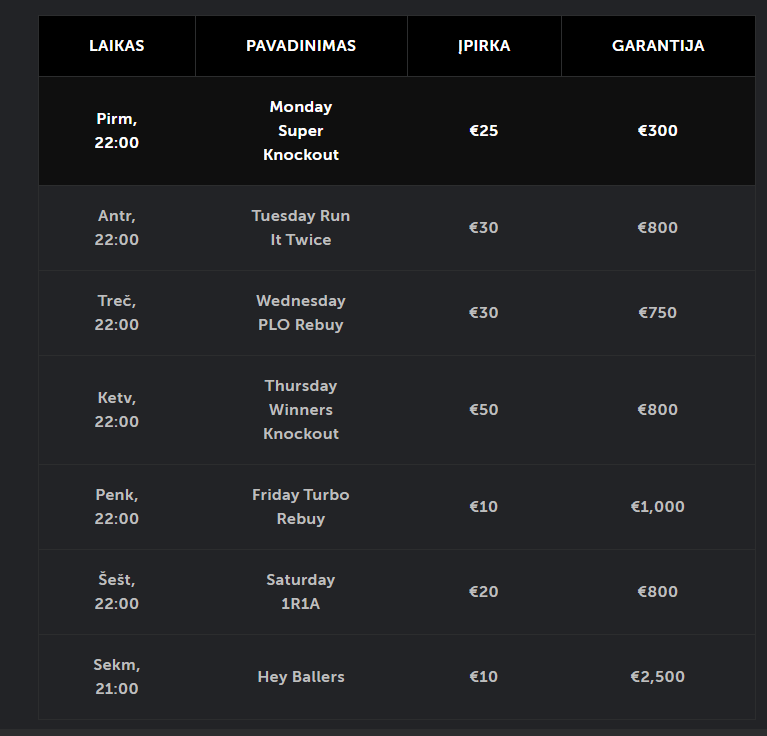 Tonybet poker turnyrai Tonybet poker turnyrai