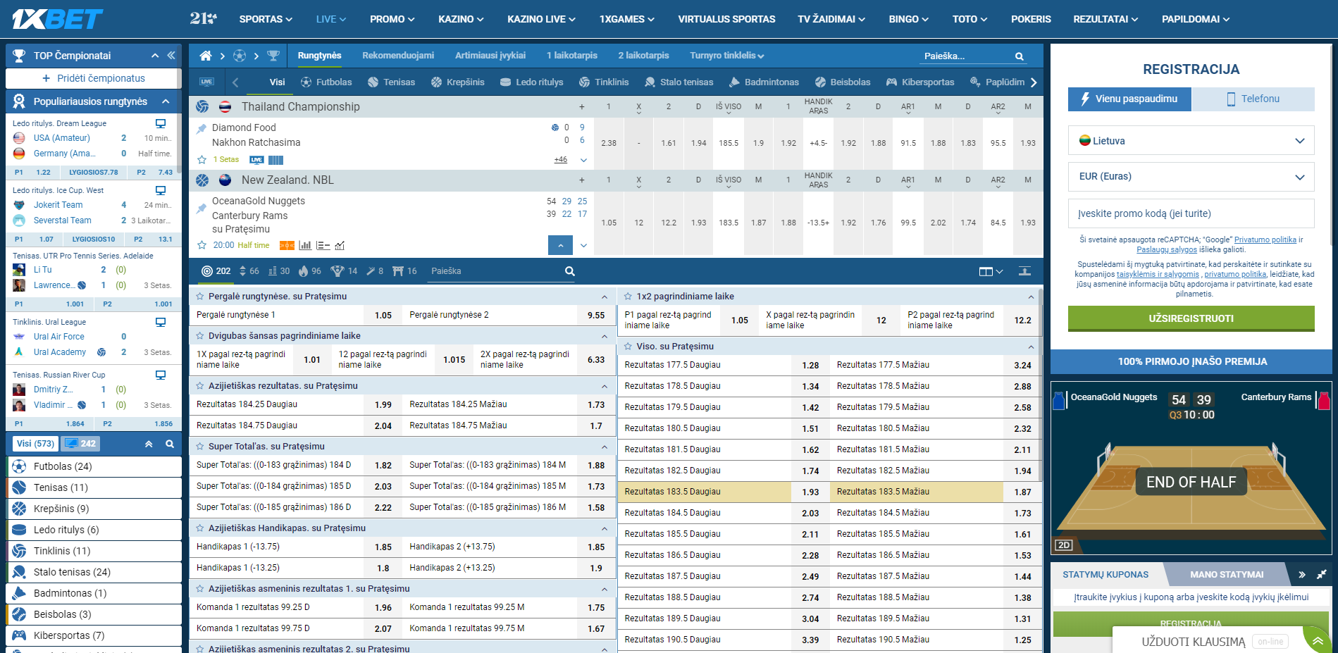 1xBet lažybos gyvai