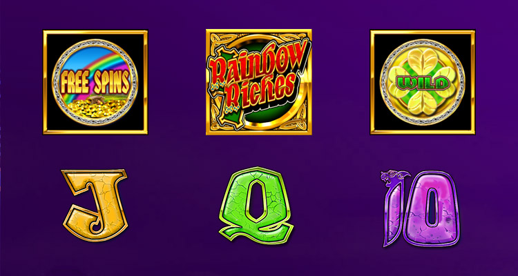 Rainbow riches slots simboliai