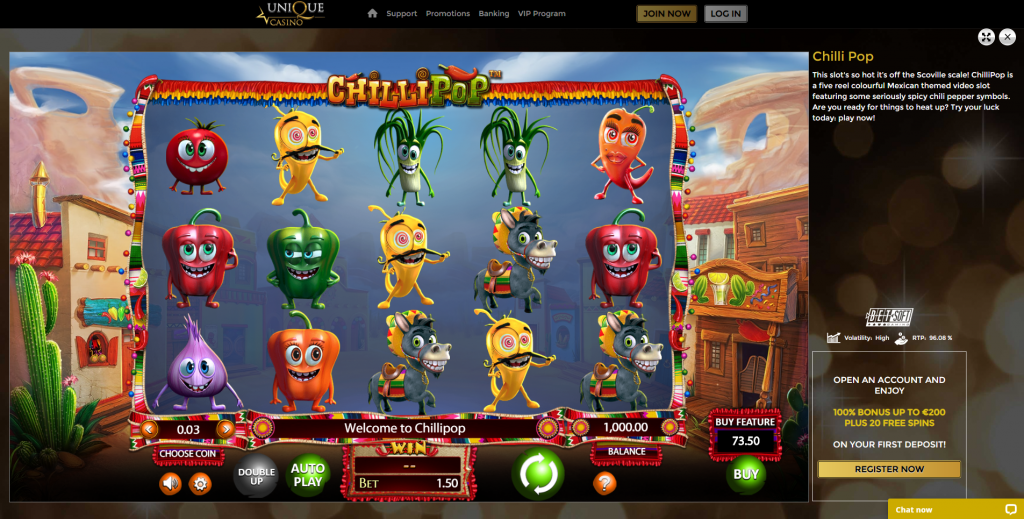 chilli pop betsoft unique casino