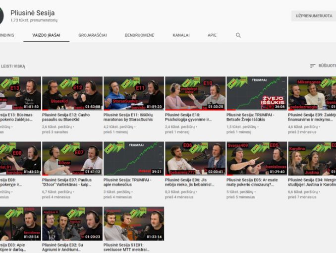 pliusinė sesija poker podcast kanalas