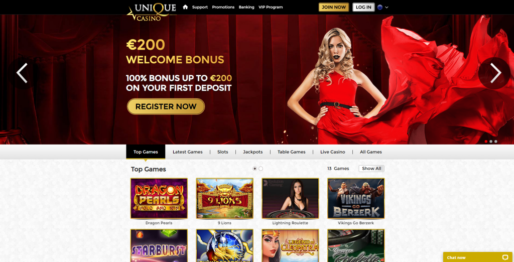 unique casino bonus ir premijos