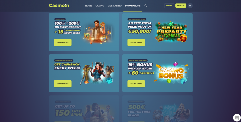 casinoin casino bonus prēmija