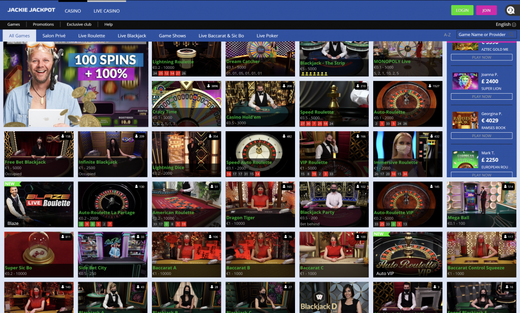 Jackie Jackpot Live Casino