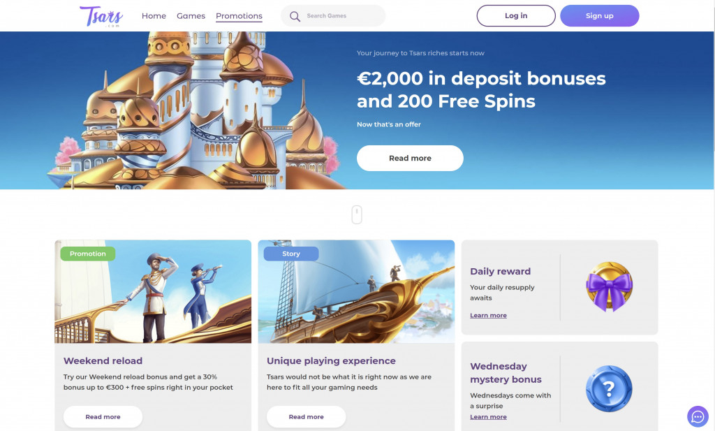 Tsars Casino Bonus - bonuses and offers