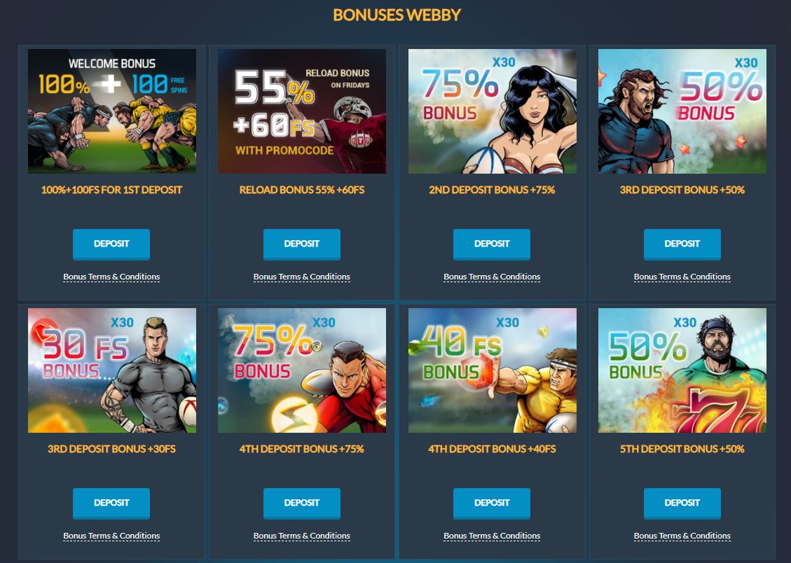 WebbySlot Casino Bonus - bonus e offerte