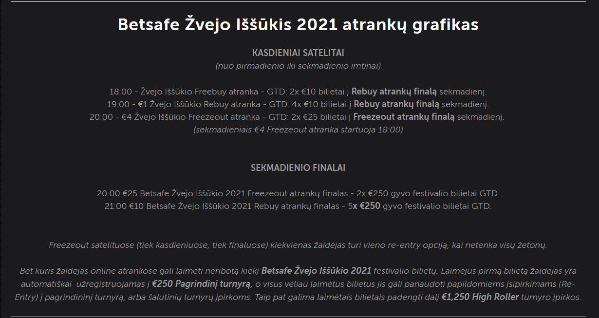 Betsafe 2021 Žvejo Iššūkis eleme takvimi