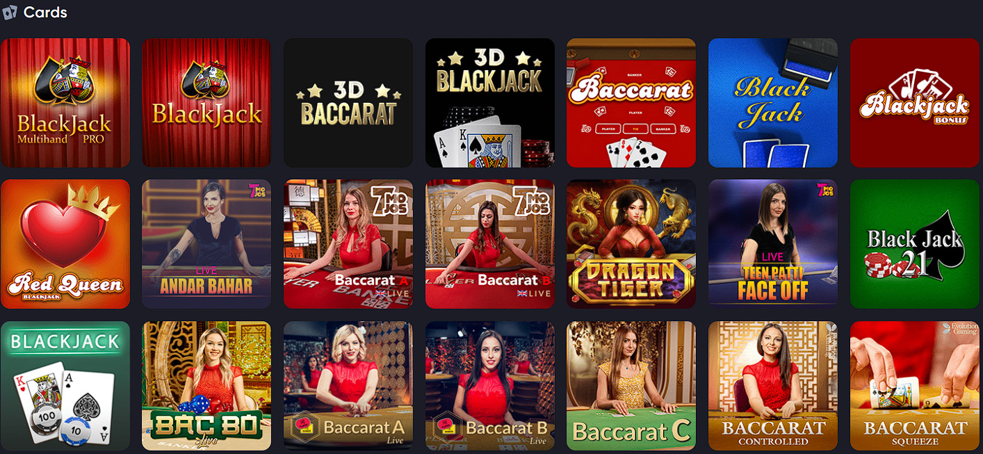 spinarium casino cards game blackjack baccarat